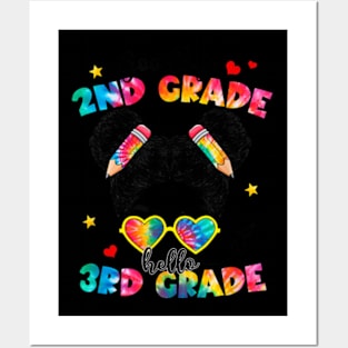 Goodbye 2Nd Grade Hello 3Rd Grade Messy Bun Teacher Kids Posters and Art